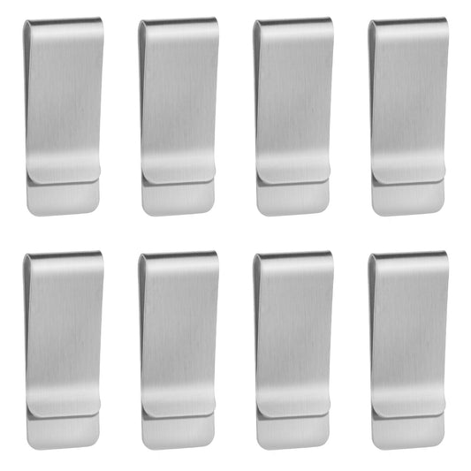 Wanmu 8Pcs Stainless Steel Money Clips, Metal Slim Money Clips Credit Card Holder, Small Minimalist Pocket Cash Wallet Clip for Women, Men (Silver)