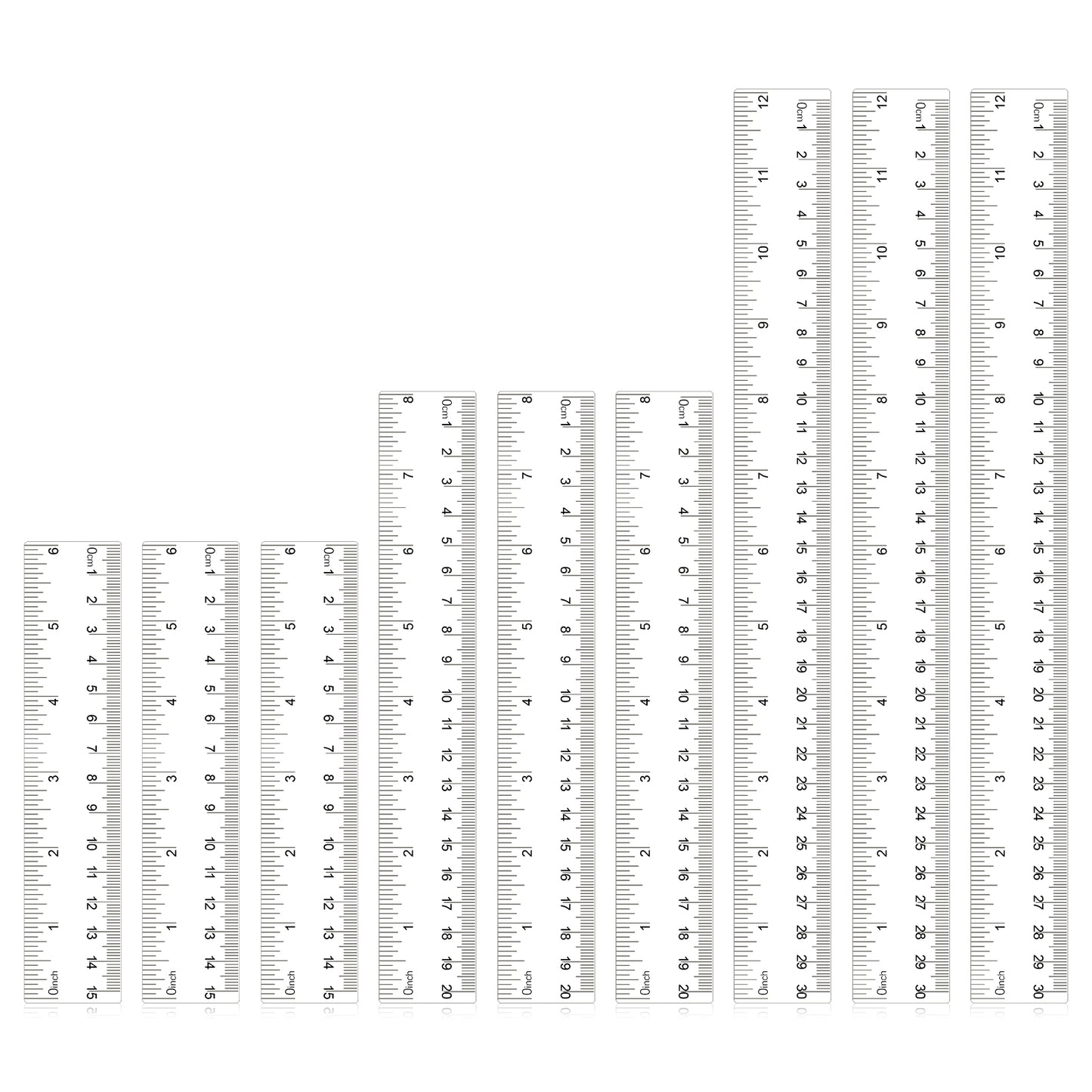 9 Pack Clear Plastic Ruler, 6 Inch 8 Inch 12 Inch Flexible Transparent Ruler Plastic Straight Ruler Shatterproof Rulers Transparent Rulers Ruler Set for School Office Student, Drafting Measuring Tools