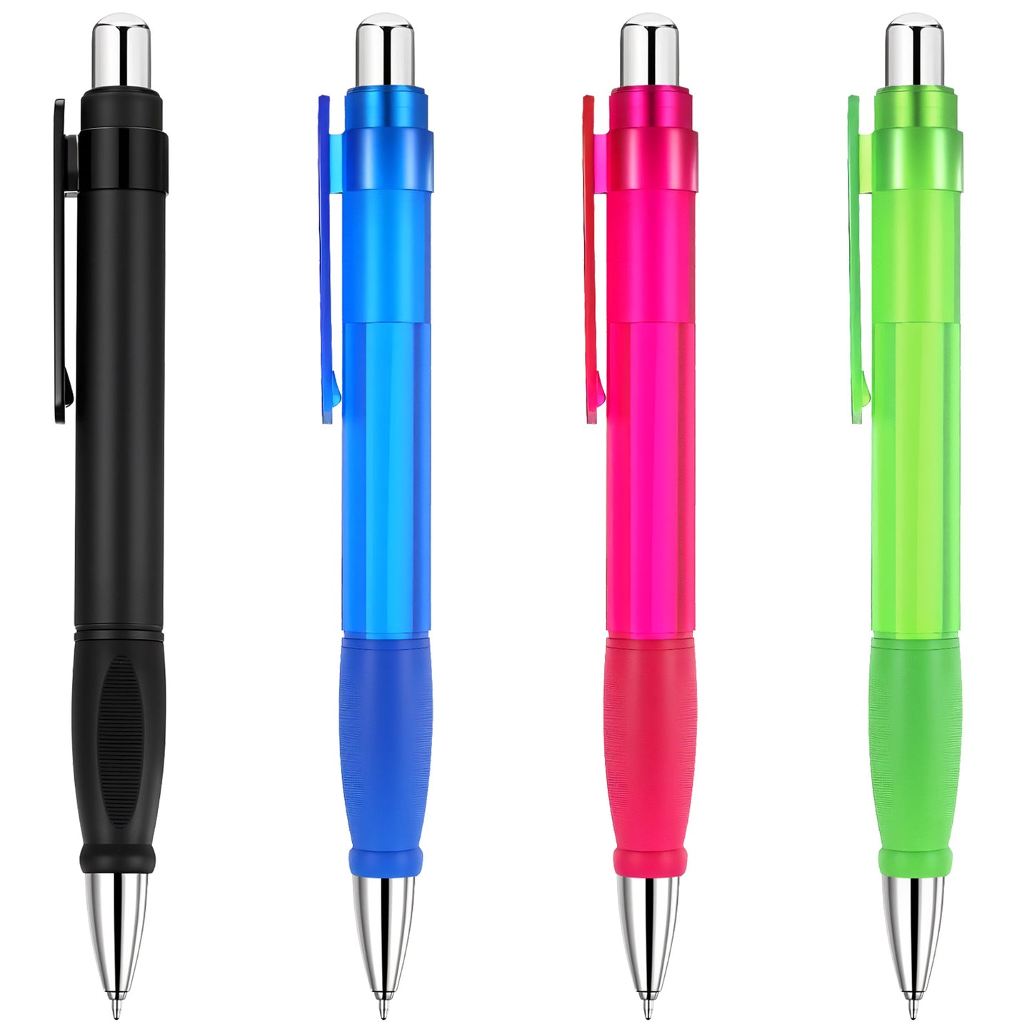 KFHENSOMR 4pcs Big Fat Pens Writing Stability Giant Sized Ink Jumbo Oversize Pens Extra Large Ballpoint Black Fat Ball Point Retractable for Arthritis and Elderly Easy Thick Grip Black (4 Colors)