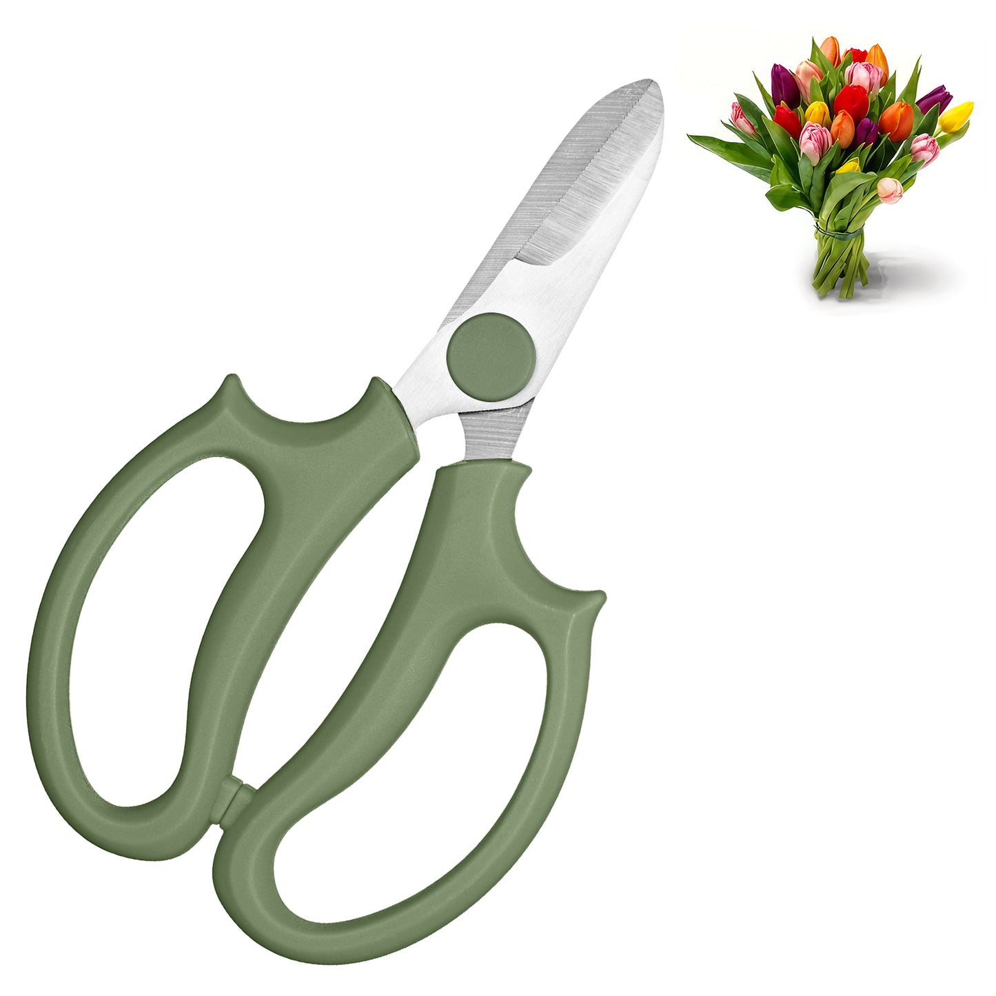 Wanmu Flower Scissors, Thickened Stainless Plant Shears, Strong Flora Scissors, Branches and Leaves, Strong Pruner for Flowers, Flower Cutting Scissor (Dark Green)
