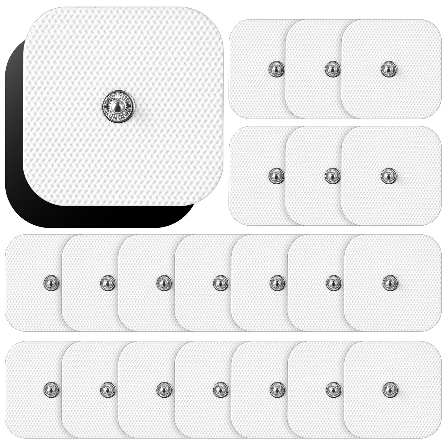 FNANJWQ 20 Pcs TENS Unit Replacement Pads, 3.5mm Snap Electrode Pads Adhesive Electrode, Reusable TENS Pad Set Compatible with Muscle Stimulator Machine of Most Brand