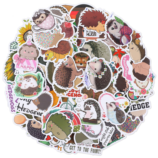Wanmu 100Pcs Hedgehog Stickers, Vinyl Waterproof Decal for Water Bottle and Laptop, Hedgehog Party Favors & Decorations, Animal and Pet Stickers, Cute Hedgehog Gifts for Kid Teen Adult