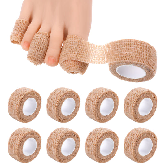 Wanmu 8 Rolls 1 inch Broken Big Toe Little Toenail Protectors, Toe Bandages Sleeves, Toe Guards Caps for Runners, Big Toe Cover for Men Women Pain Relief, Ingrown Toenail Treatment (Skin Color)