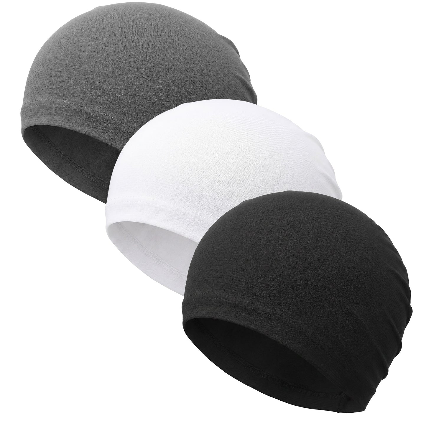 Wanmu 3-Pack Cooling Skull Cap for Men Women Breathable Skully Sweat Caps for Men Lightweight Quick Dry Beanie Hat for Running Cycling Wicking Gym Summer & Winter Sun Protection(Black, White, Gray)