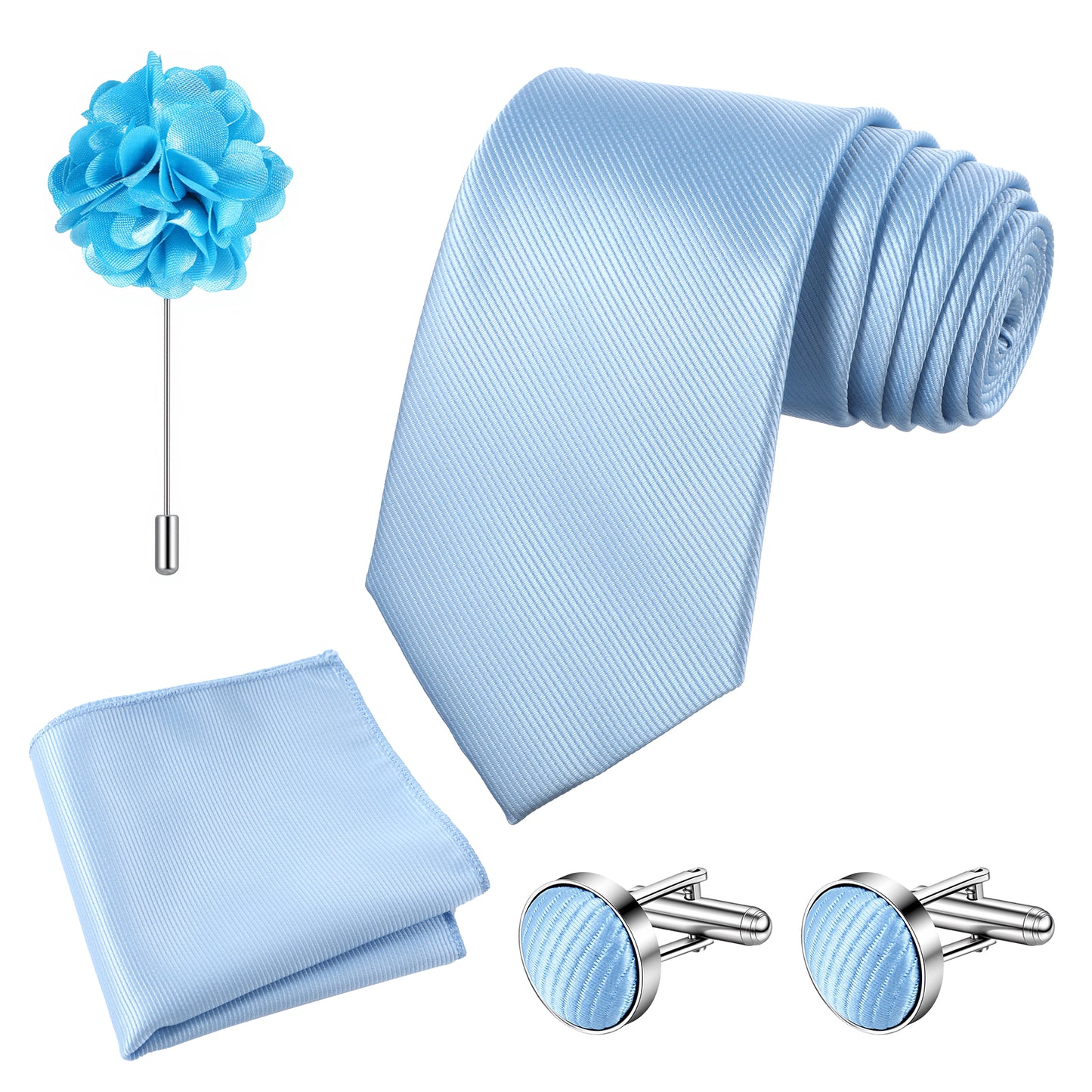 FNANJWQ Mens Tie and Lapel Pin Necktie Floral Tie and Lapel Pin Hankerchief Pocket Square Cufflinks Ties Clip Sets for Men Business Casual (3.15" 8cm)
