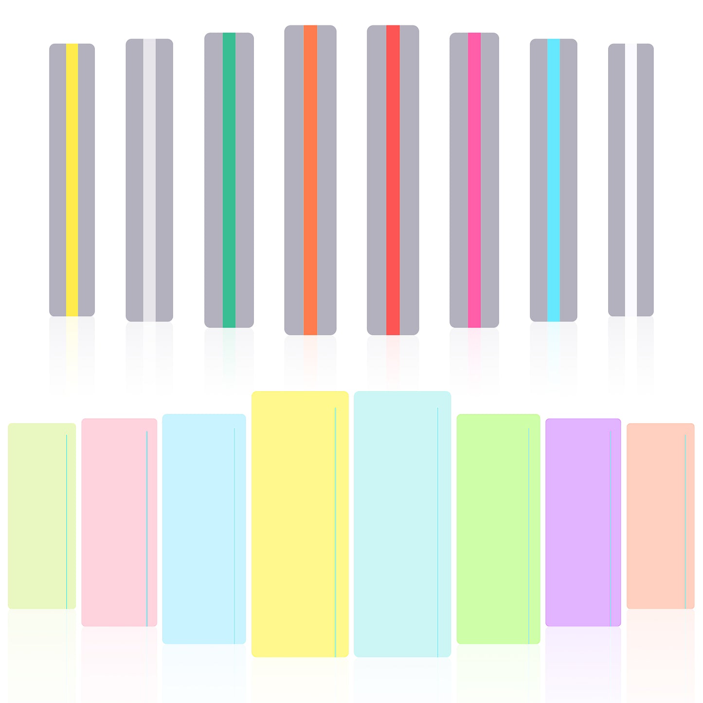 Sibba Guided Reading Highlight Strips 8 PCS Colored Overlays Bookmark Reading Tracking Rulers with Line Reading Tools Highlighter Read Pointers for Visual Stress Office (16)