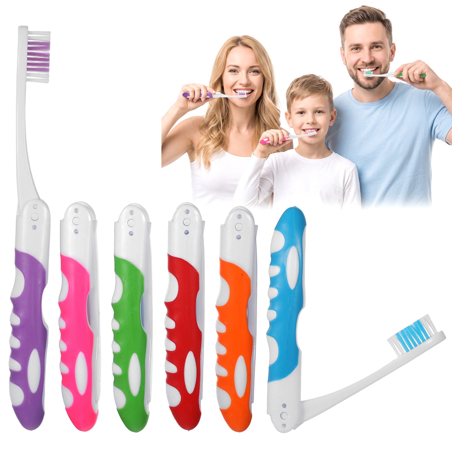 YUXIANLB 6 Pcs Portable Travel Toothbrush Set, Folding Toothbrush