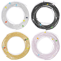 Hadnves 4 PCS 50” Handmade African Waist Beads for Women Plus Size Layered Body Jewelry Accessories Non-Stretching Belly Chain (Tie-on)