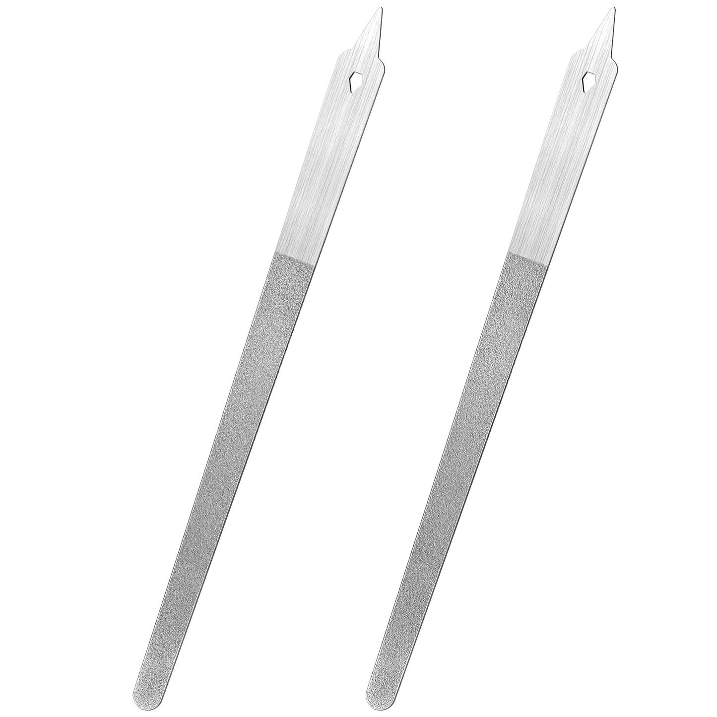 Sibba 2 Pcs Diamond Deb Nail File, 6 inch Stainless Steel Metal Nail File with Sharp Pointed Tip, Metal Nails Files Buffers Double Sided Manicure Pedicure Toenails Tools for Salon Home
