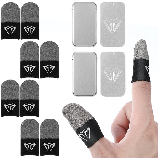 Sibba Finger Sleeves for Gaming 8 Pack 0.3mm Pure Silver Fiber Mobile Phone Game Thumb Compression Sleeves Covers Smooth Extremely Thin Gaming Sleeve Finger Gloves Breathable Seamless Thumb Protector