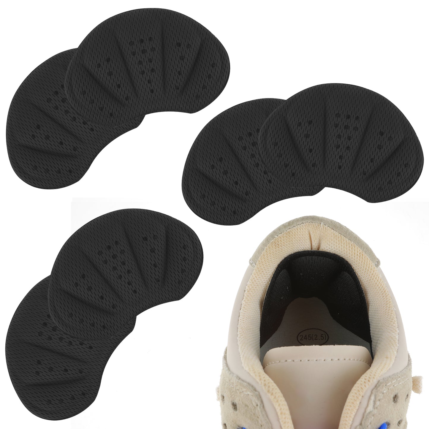 3 Pairs Heel Cushion Inserts, Anti-Slip Heel Grips Shoe Pads for Too Big Loose Shoes Fit, Black Cushion Pads Shoe Filler to Prevent Heel Slipping Out, Rubbing and Bilsters for Women and Men