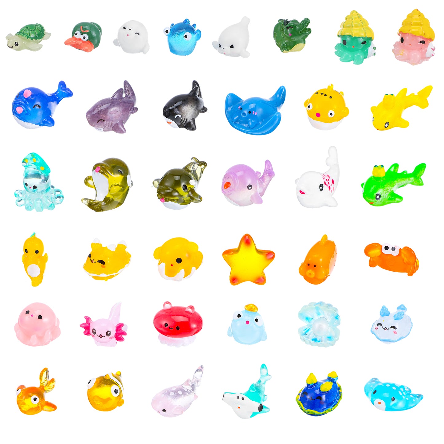 Wanmu 38 Pcs Mini Ocean Resin Animals Tiny Sea Animals Figurines Marine Miniature Little Small Plastic Animals Aquarium Ornaments Decorations for DIY Fish Tank Potted Garden Micro Landscape Dollhouse