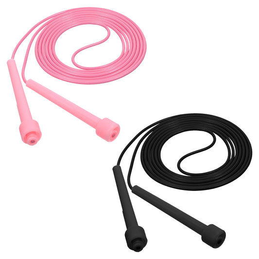 Adjustable Jump Rope,2pcs PVC Skipping Rope Set,Lightweight and Tangle Free Jump Ropes for Outdoor Fitness Exercise and Weight Loss,Training and Racing(pink+black)
