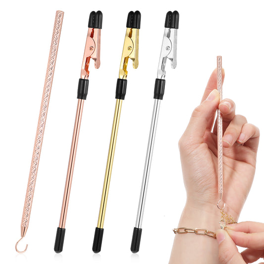 Wanmu Bracelet Helper Tool to Put on Yourself, 4 Pcs Bracelet Helper Aid Tool Hook, Fastening Jewelry Tools, Metal Bracelet Wearing Assistance Helper for Bracelet, Necklace, Jewelry, Watch