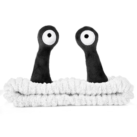 Sibba Face Wash Headband Snail Headbands Spa Hair Bands Makeup Headbands Cute Cartoon Coral Fleece Elastic Headband Creative Hair Accessories for Washing Face Shower Sports Beauty Skincare (White)
