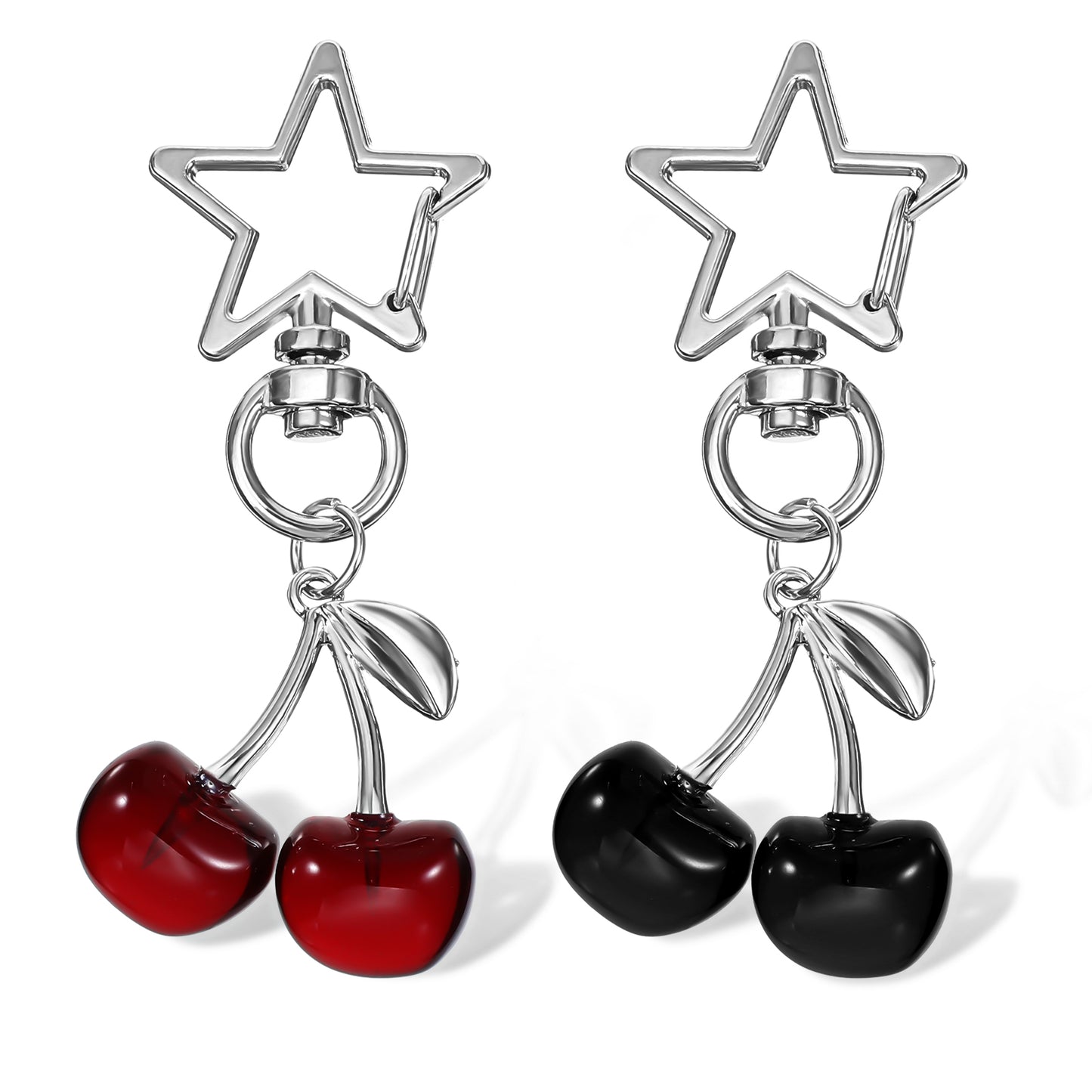 2pcs Cherry Bag Charm Purse Charms Keychain with Key Ring Car Cherry Keychain Gifts Sparkling Resin & Metal Accessory Cute Purses Charm for Women Christmas Valentine Gifts Handbag Bags Birthday