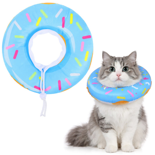 Cat Cone Collar Adjustable Cat Recovery Collars Soft Cone Cute Cats Collars After Surgery Kitten Recovery Cones to Stop Licking Pet Elizabethan Collar for Cats Kittens and Puppies（Blue）