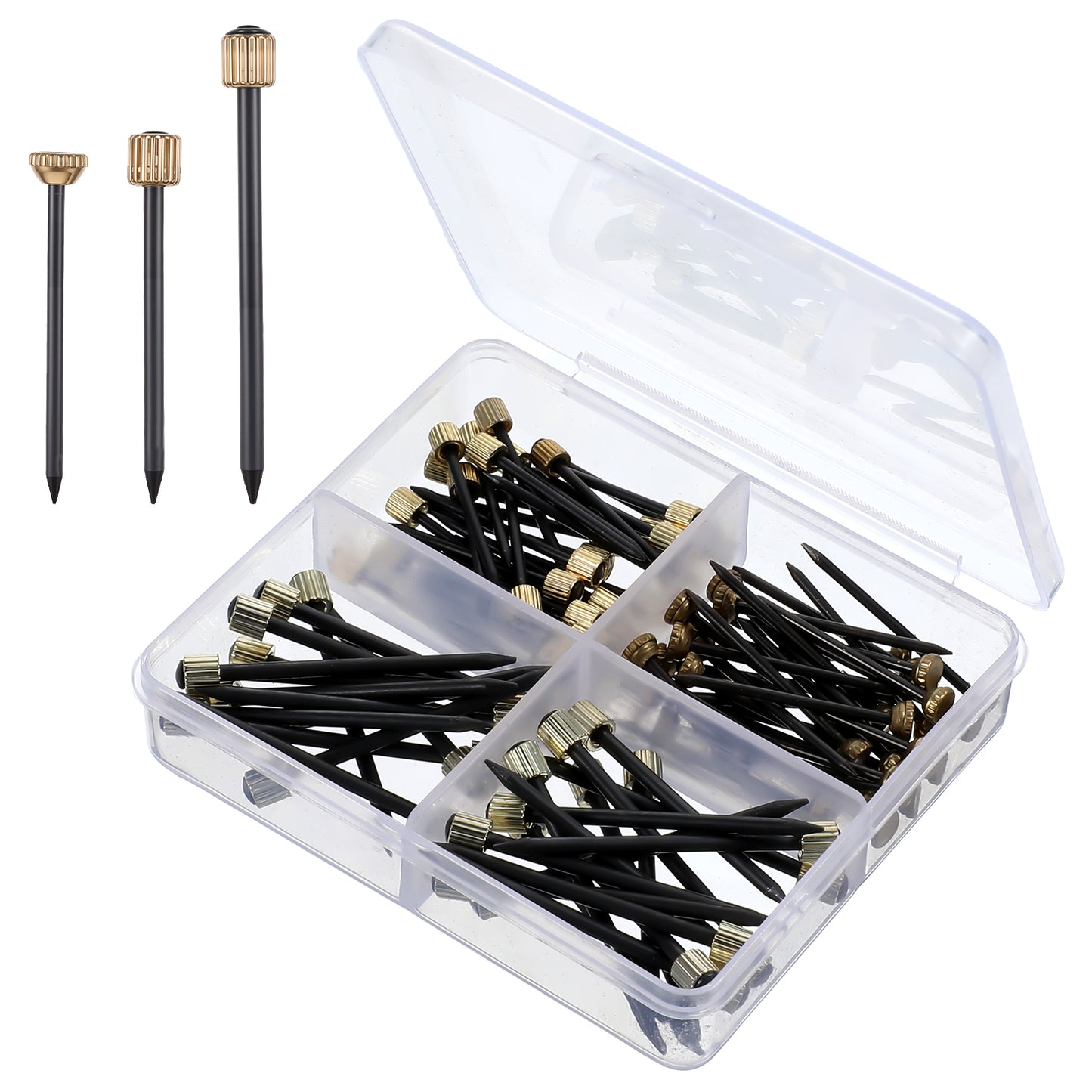 Wanmu 90PCS Picture Hanging Nails, 3 Sizes Decorative Pictures Hooks, Professional Wall Photo Hanger Nail for Hanging Art Frame Hardware Tool Drywall Plaster - Black