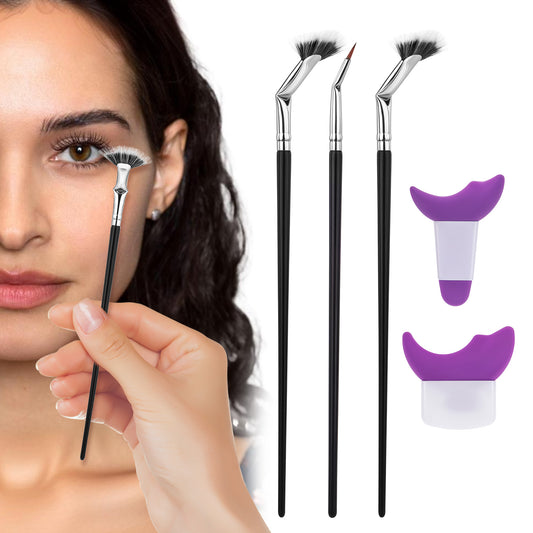 5 Pcs Mascara Fan Brush Folding Angle Scalloped Lash Brush Lash Wand Brush Makeup Tools Multifunctional Bent Clump Eyelash Brush for Upper Lower Eye Lash Natural Lifted Effects Beginners Friendly