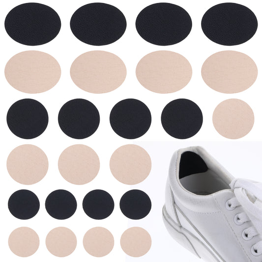 Wanmu 24Pcs Shoe Heel Repair, Black Self Sticky Inside Sole Patches Kit, Shoe Hole Repair for Sneaker, Invisible Stickiness Lining Fit Sneakers Leather High Heels(Black+Khaki)