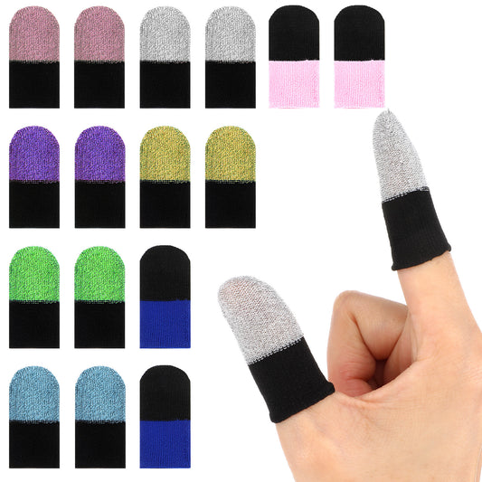 Sibba 16 Pieces Finger Sleeves for Mobile Gaming 0.3mm Extremely Thin Carbon Fiber Thumb Sleeve, Seamless Touchscreen Gaming Gloves Smooth Feel Anti Sweat & Slip Finger Covers Fit Phone Tablet Devices