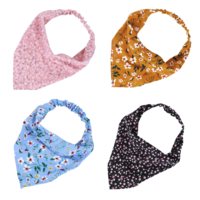 Sibba Triangle Bandana 4 Pcs Floral Pattern Elastic Headband Boho Scarf Non Slip Head Scarves Coverings Neck Scarves Wraps Solid Large Cottons Cloths Stretch Headpiece for Women Mens Travel Party