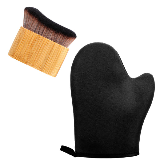 Sibba 2 in 1 Streak-Free Tanning Mitt Set, Self Tanner Mitt and Tanning Brush, Self Tan Mitts Applicator Kit Reusable Tanner Brush for Body Lotion, Mousse