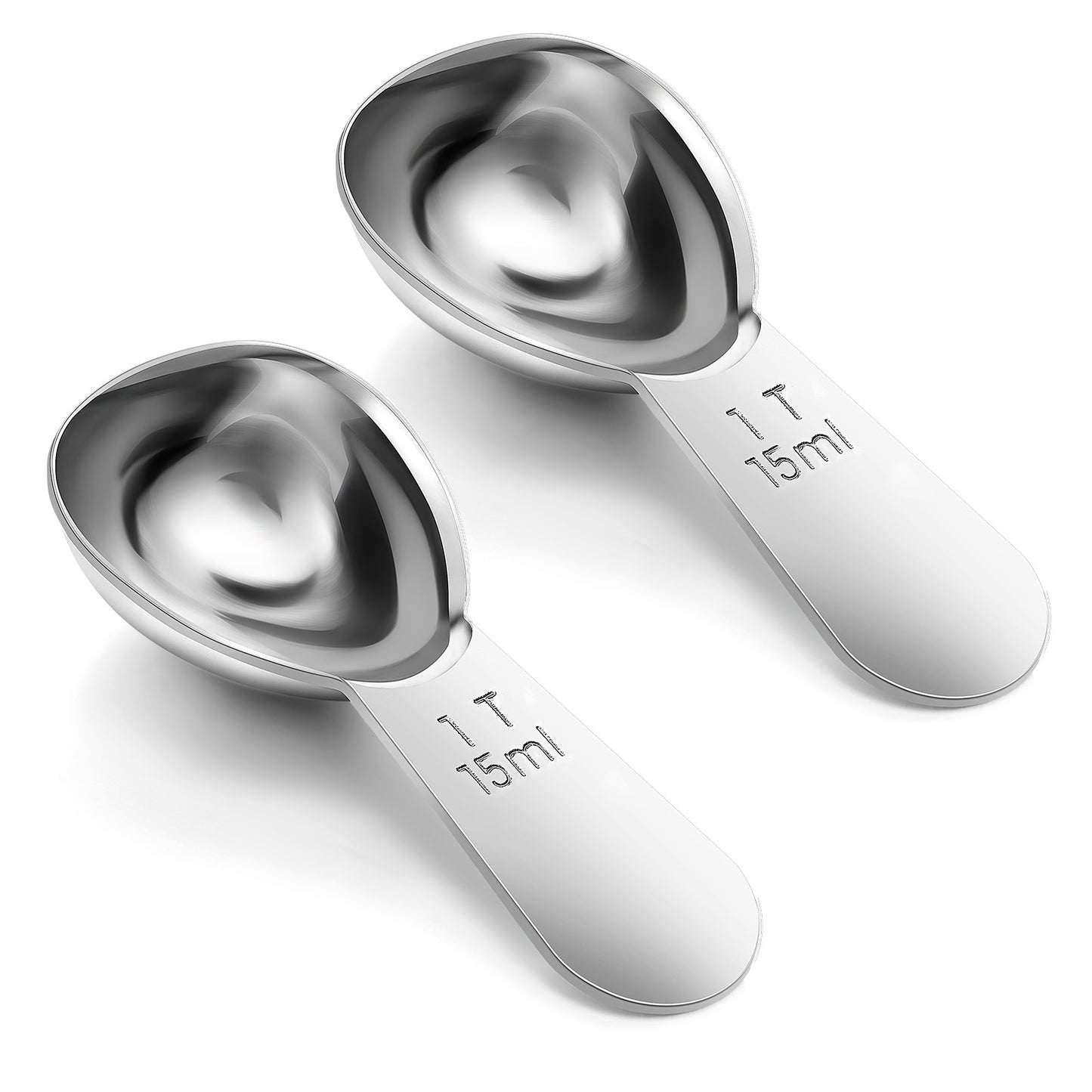 Wanmu 2Pcs 15ml Measuring Coffee Scoop Stainless Steel Tablespoon Scoop Small Tbsp Coffee Spoons to Measure Protein Powder Suger Bean, Short Handle Fits into Canisters.