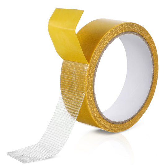Sibba Double Sided Fabric Tape Heavy Duty for Clothes 1.18 in x 32.8FT Long Clear Tapes Press-on Stick Fabric Tape Fiber Mesh for Fixed Carpet Wall Decor Durable Adhesive Alterations Fusing Hem Tapes