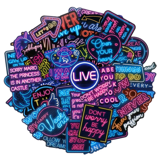 COMNICO 150Pcs Neon Inspirational Stickers Motivational Stickers Water Bottle Stickers Waterproof Vinyl Decals Funny Scrapbook Stickers for Laptop Phone Journal Water Bottles Diary Guitar Scrapbook