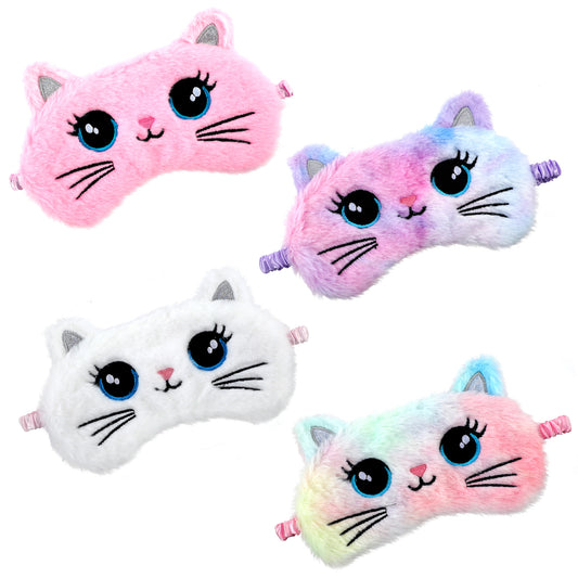 4 Pcs Plush Eye Mask Soft Sleeping Blindfold Eye Cover Comfortable Cute Animal Sleeping Mask Satin Nap Night Eyeshade Cover Rainbow Faux Fur Eye Shade for Women Men Gift