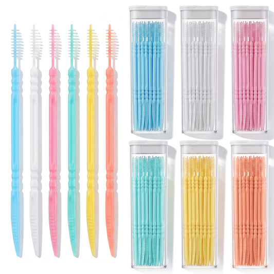 240Pcs Interdental Toothpicks Brush Picks Soft Bristle Dental Picks Toothpick Double Head Plastic Toothpick Double-Head Dental Toothpicks Portable Teeth Stick with Box for Debris Removal Braces