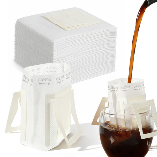 100 Pcs Coffee Filter Paper Bag Hanging Ear Coffee Filter Bags Disposable Portable Drip Coffees Filters Pour Over Pouches for House Travel Office Outdoor Daily Travel Camping