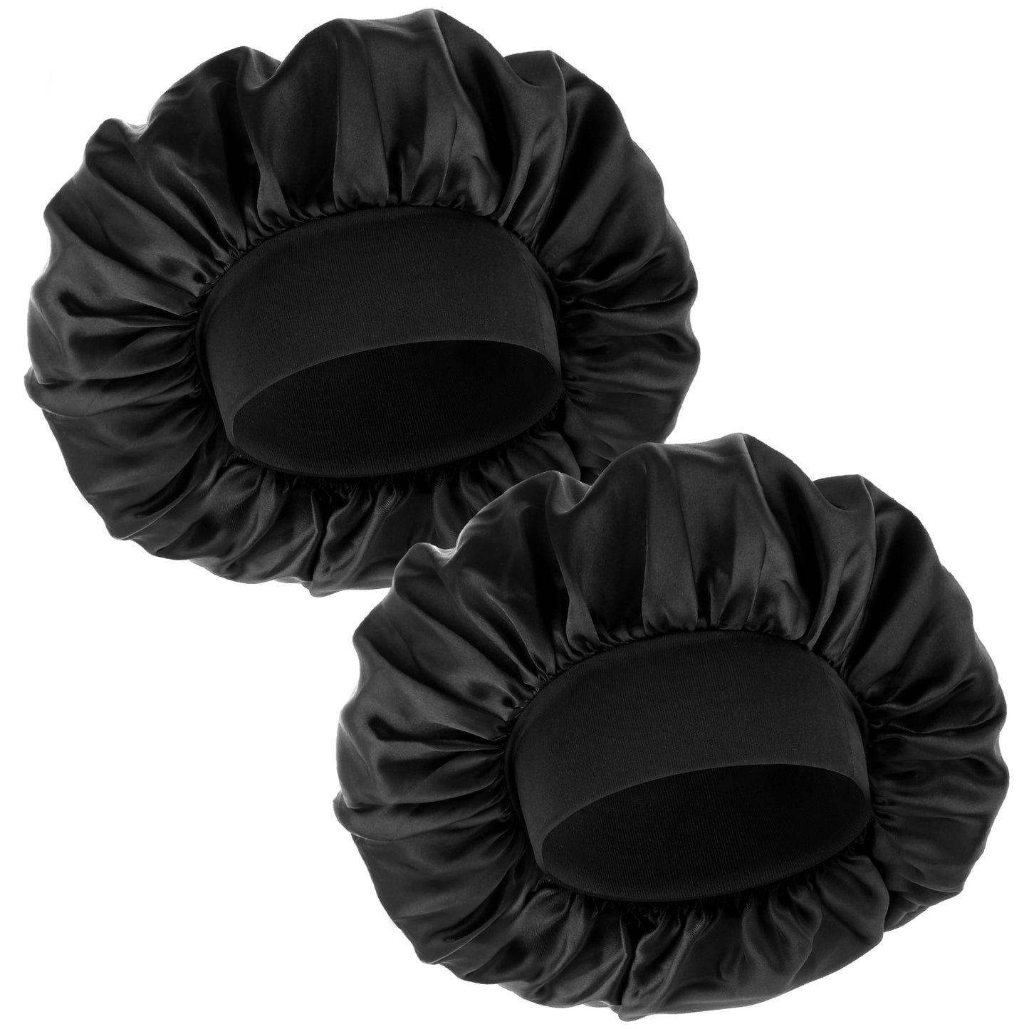 Dimeho 2 Pcs Silk Bonnet for Men Hair Bonnet for Sleeping Satin Bonnets Adjustable Single Layer Silky Hair Wrap Reversible Sleep Cap Curly Braids Slouchy Beanie for Women (Black)