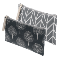 2 Pcs Cosmetic Bags Canvas Makeup Purse Multi-Function Travel Toiletry Pouch Cute Make Up Brushes Organizer Zipper Pen Case Aesthetic Portable Pencil Cases Stocking Stuffers for Women