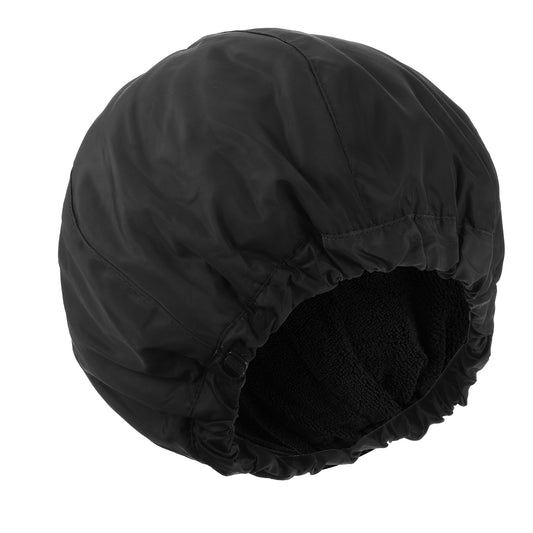 Qinayu Shower Cap for Men Elastic Adjustable Black Bath Cap Waterproof Terry Lining Hair Bonnet Large Soft Reusable Hair Cap Checkered Patter Hem Hair Double Layer Hat Cover for Bath(Black)