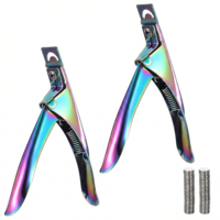 Sibba 2Pcs Acrylic Nail Clippers with Sizer Magnets, Professional Adjustable Nail Trimmer, Stainless Steel Nails Clippers for Fake Nails Tips Precise Manicures Home Salon
