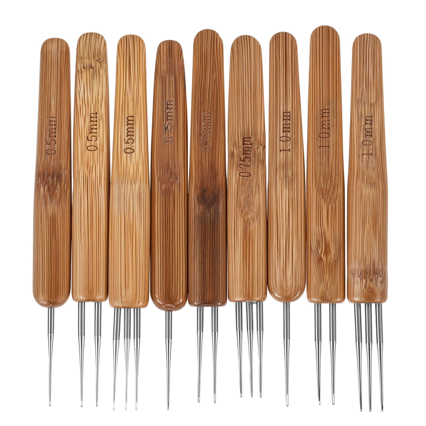 Dimeho 9 Pcs Dreadlock Crochet Hook Hair Weaving Needle Tool Craft Dread Locks Crochet Needles Interlocking Tool Accessories for Braid Locs (0.5mm 0.75mm 1mm)