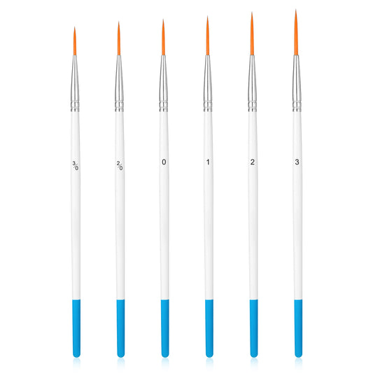 Wanmu 6 Pcs Script Liner Paintbrush, Extra Long Fine Point Tip Liner Brush, Highly Flexible Detail Paint Brushes, Miniature Pinstriping Set for Acrylic, Watercolor, Oil Gouache, Nail, Drawing