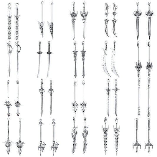 40 Pcs Antique Swords Bookmark Sword Charms Pendants Bookmarks Metal Vintage Knife Charms Silver Knife Keychain Pendants Mini Ancient Swords Accessory for Book Lovers Presents Reading Crafting DIY