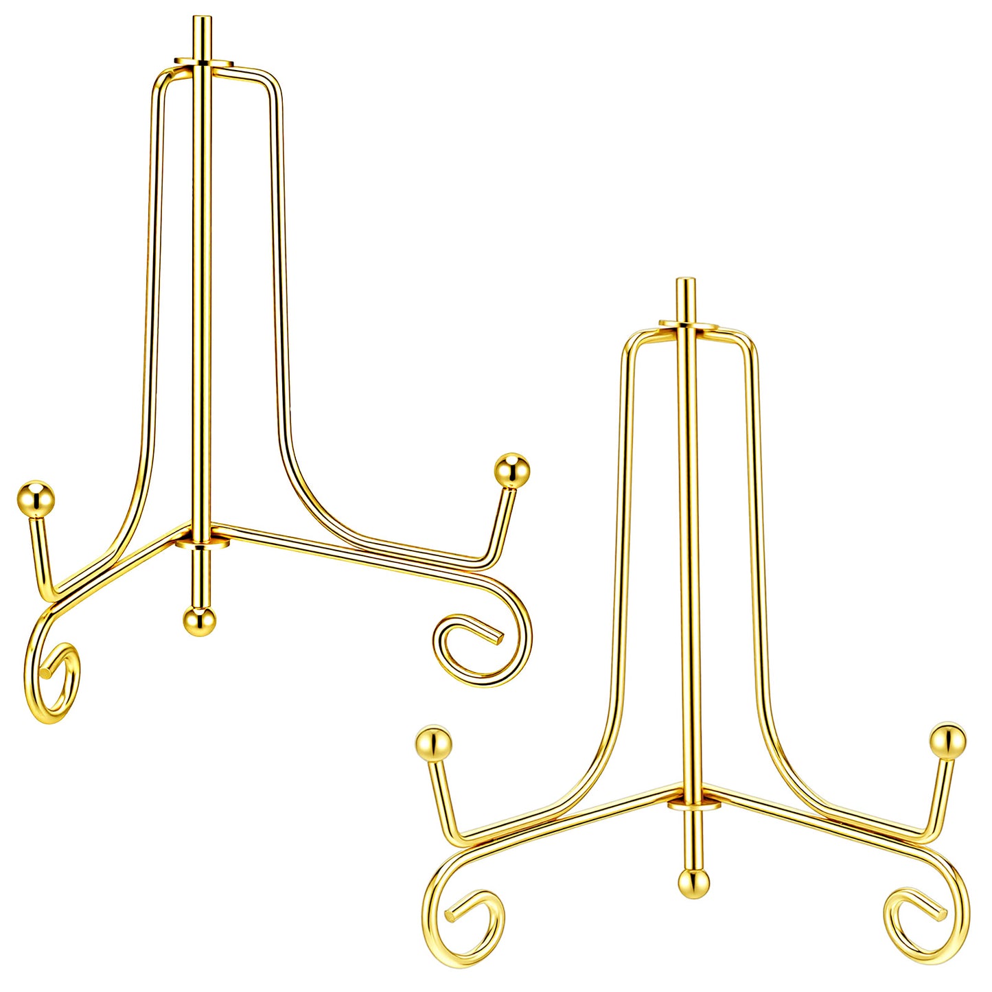 YUXIANLB 2PCS Plate Holder Easel Display Stand, 4 Inch Gold Iron Tabletop Picture Stand Gold Plate Stands Tabletop Easel Display Stands for Photo Frames Decorative Plates Card Home Office Decor