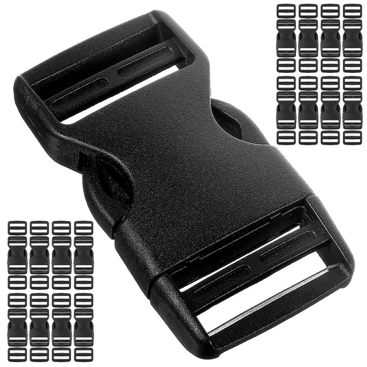 16 Pack Buckles for Straps Quick Side Release Buckles Plastic Replacement Wide Snap Clip Dual Adjustable Fastener Clip with 32 Pcs Slide Clips for Nylon Webbing Canvas Strap Backpack Dog Collars