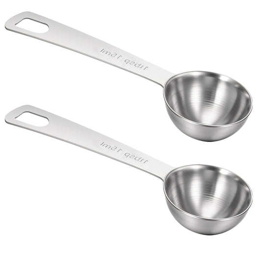 2pcs Single Measuring Spoon Stainless Steel Individual Teaspoons Metal Measuring Spoons Kitchen Gadgets Small Tablespoon for Cooking Baking Measure Dry Liquid Ingredients Spice Ground Coffee Beans Tea