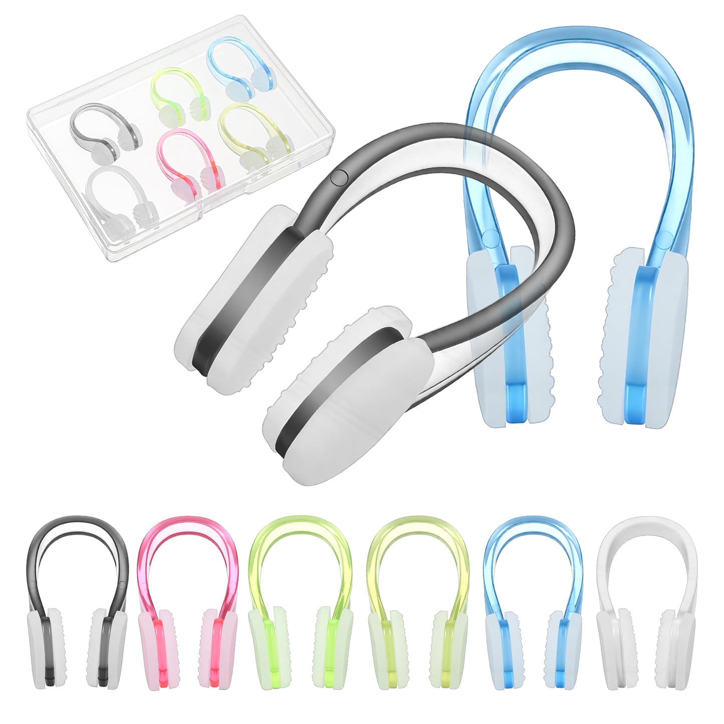 Wanmu 6Pcs Swimming Nose Clip, Soft Silicone Swim Nose Plugs, with Storage Cases, Non-Slip Waterproof Fit for Adults, Kids, Children Aged 7+, Pool Training Diving Swimming Water Sports