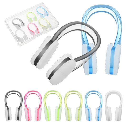 Wanmu 6Pcs Swimming Nose Clip, Soft Silicone Swim Nose Plugs, with Storage Cases, Non-Slip Waterproof Fit for Adults, Kids, Children Aged 7+, Pool Training Diving Swimming Water Sports