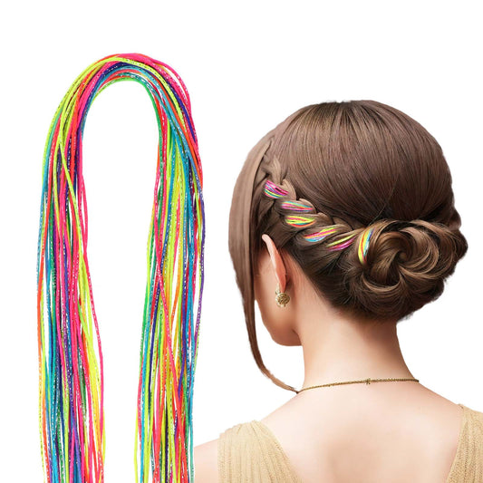 Dimeho 30 Pcs Colorful Hair Wrap String for Braids Multi Rainbow Braiding Gradient Color Long Hair Tie Rope Band Braiding Twist Hair Styling Accessories for Girls Dreadlock Gift(Bright silver thread)
