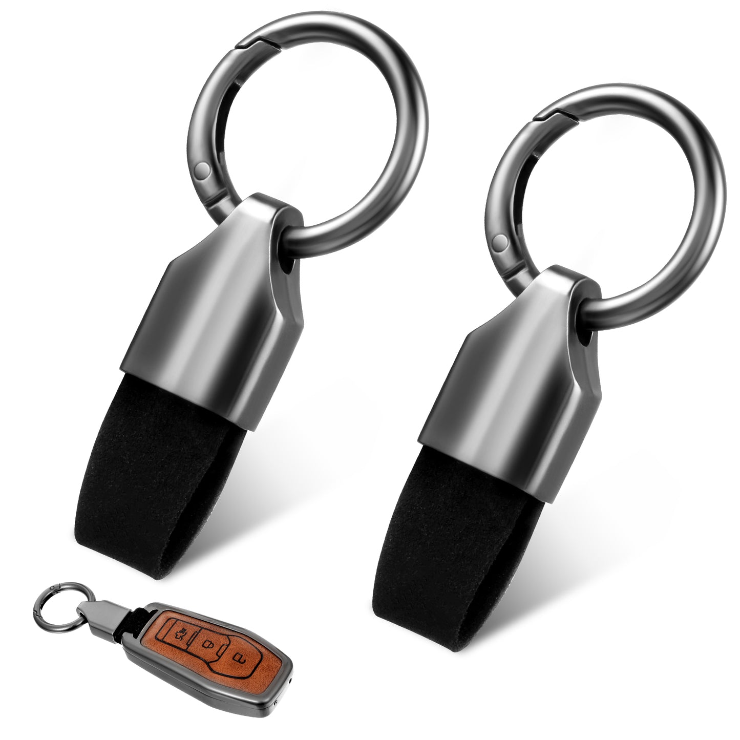 Dimeho 2Pcs Car Key Chain Clip, Car Key Chain Ring Clip Small Key Fob Accessory with Keyrings Zinc Alloy Buckle Key Chain Rings for Car Keys Multifunctional Keychain Ring Holder for Men Woman