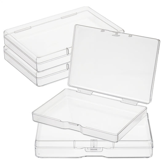 Wanmu 4Pcs Mini Plastic Clear Beads Storage Containers Box, Small Plastic Storage Containers with Hinged Lids, Rectangle Clear Boxes for Collecting Small Items, Beads, Jewelry, Business Cards