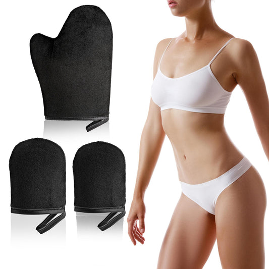 Sibba 3 Pcs Self Tanning Mitt Applicator Body Brush Back Tanner Applicator Kit, Ultra Soft Natural Tanning Mitt Reusable Self Tannings Glove with Thumb for Tannings Mousse or Lotion, Prevents Staining
