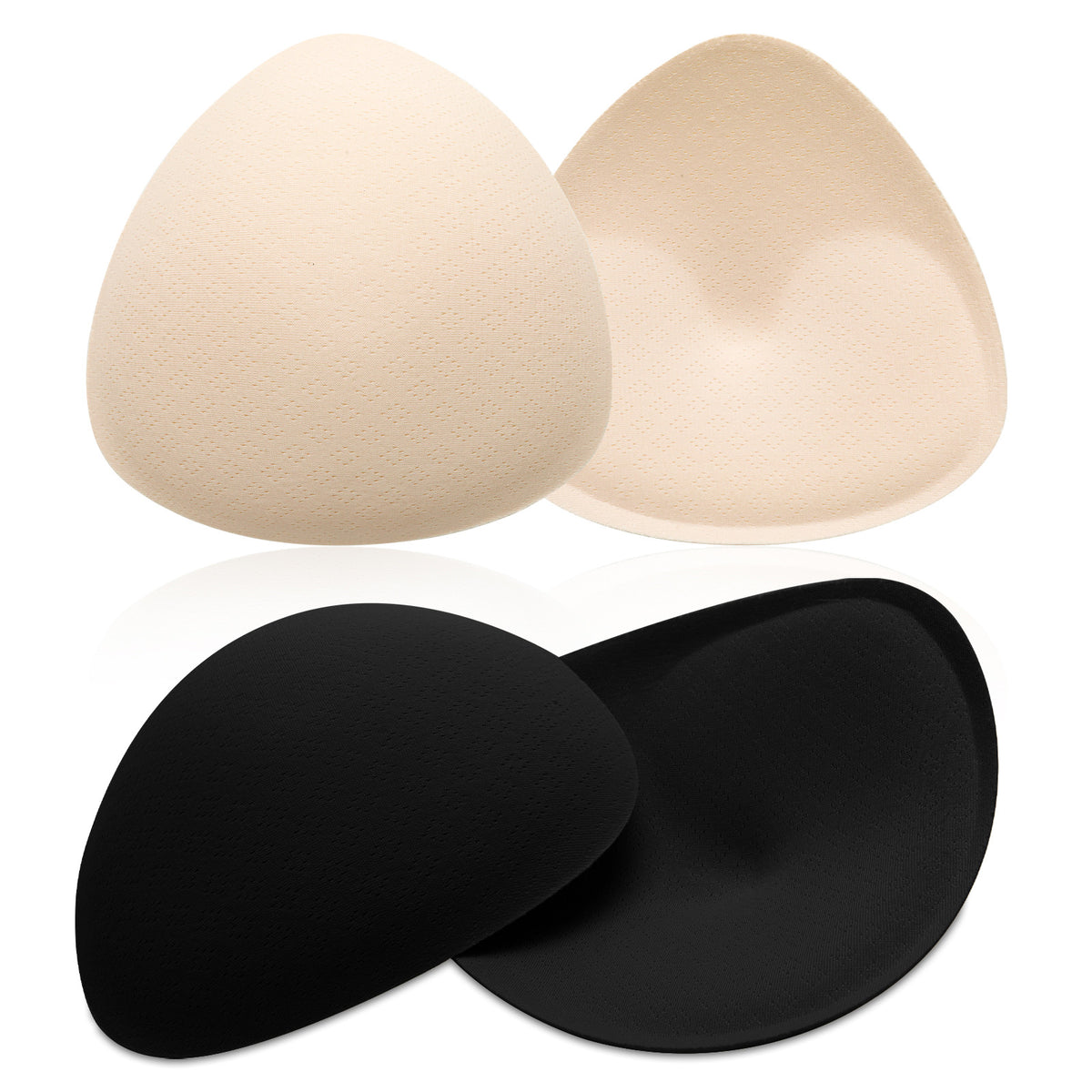 ElevateTech 2 Pairs Bra Pads Inserts, Breathable Breast Enhancers Removable Soft and Comfortable Bra Pads for Women Bikini Sports Bras Any Cup Cover (Black/Skin Color)
